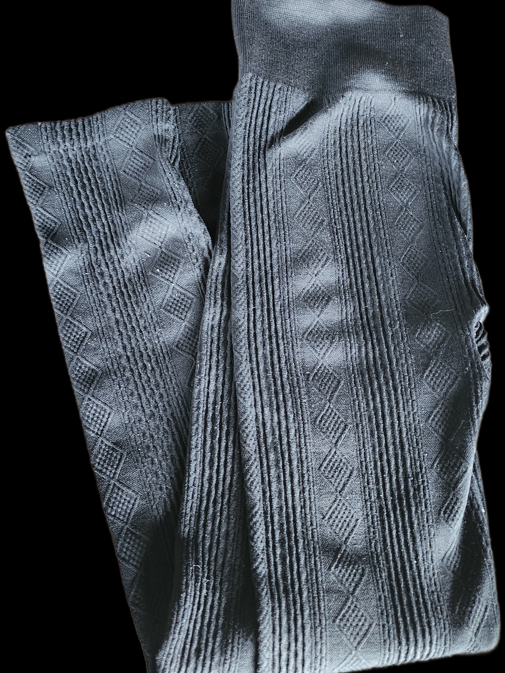 Women's Textured Knit Leggings - Black